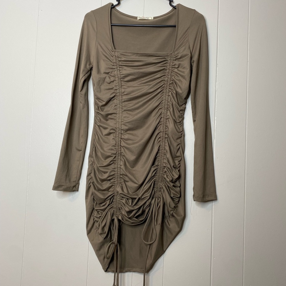 Green Ruched Mini Dress